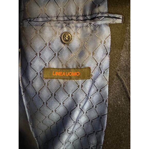 Linea Uomo Men's Blue Navy Double Breasted Wool Blend Jacket Coat Size 44 - Picture 5 of 8